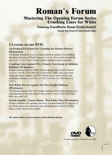 E-DVD ROMAN'S LAB - VOLUME 33 - Mastering The Opening Forum Series - Crushing Lines for White