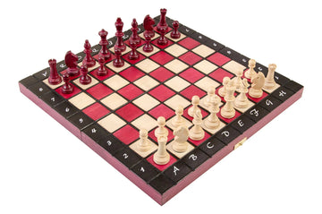 The Large Burgundy Magnetic Chess Set