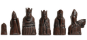 The Isle of Lewis Antiqued Chess Pieces - Brown and Natural