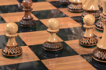 The Burnt Golden Rosewood Grandmaster Series Chess Set, Box, & Gloss Board Combination