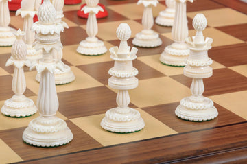 The Lund Anglo-Indian Reproduction Luxury Bone Chess Pieces - 4.75