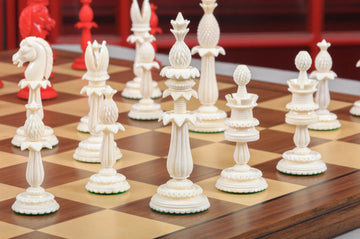 The Lund Anglo-Indian Reproduction Luxury Bone Chess Pieces - 4.75