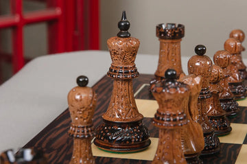 The Burnt Golden Rosewood Zagreb '59 Series Chess Pieces - 3.875