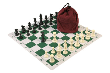 Drawstring Chess Set Combination with Mousepad Board and Single Weighed Pieces