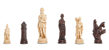 Roman Themed Chess Pieces - 4.25" King - Brown & Natural