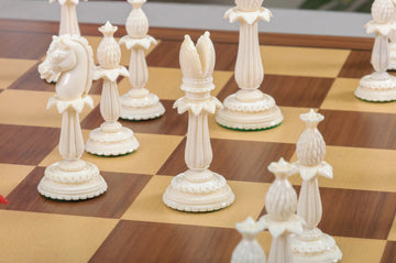 The Lund Anglo-Indian Reproduction Luxury Bone Chess Pieces - 4.75