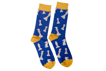 Dark Blue with Yellow Chess Socks