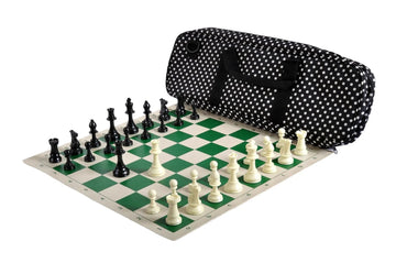 Deluxe Chess Set Combination and Triple Weighted Regulation Pieces | Vinyl Chess Board | Deluxe Bag