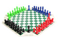 4 Player Chess Set Combination - Triple Weighted Regulation Colored Chess Pieces & 4 Player Vinyl Chess Board