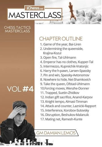 CLEARANCE - MASTERCLASS - Damian Lemos' Tactics Chess Masterclass - GM Damian Lemos - Over 9 hours of Content! - Volume 4