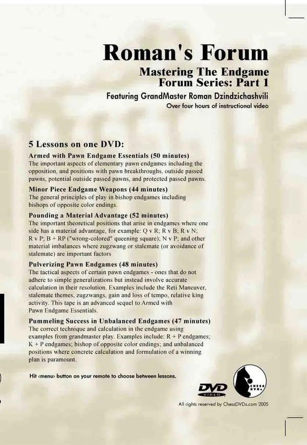 E DVD ROMANS LAB VOLUME 30 Mastering Endgame Forum Series PART 2