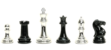 The Fischer Series Chess Pieces - 4.0" King - Black And Silver