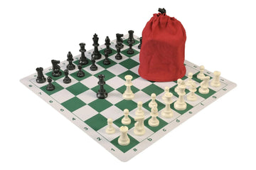 Drawstring Chess Set Combination with Mousepad Board and Triple Weighed Pieces