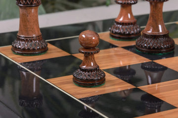 The Burnt Golden Rosewood Grandmaster Series Chess Set, Box, & Gloss Board Combination