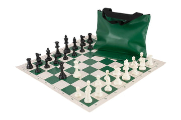Standard Chess Set Combination - Single Weighted Regulation Pieces | Vinyl Chess Board | Standard Bag