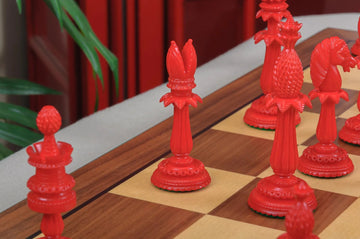 The Lund Anglo-Indian Reproduction Luxury Bone Chess Pieces - 4.75