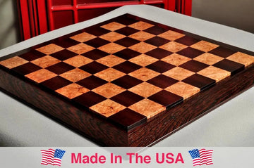 PRE-ORDER - Custom Contemporary Chess Board - African Palisander / Maple Burl - 2.5