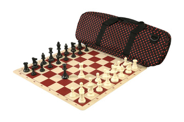 Deluxe Chess Set Combination and Triple Weighted Regulation Pieces | Silicone Chess Board | Deluxe Bag
