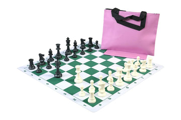 Standard Chess Set Combination with Thin Mousepad Board - Triple Weighted Regulation Pieces | Thin Mousepad Chess Board | Standard Bag