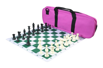 Deluxe Chess Set Combination and Single Weighted Regulation Pieces | Thin Mousepad Chess Board | Deluxe Bag