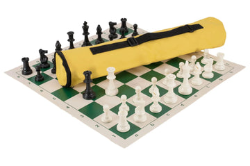 Quiver Chess Set Combination - Single Weighted Regulation Pieces | Vinyl Chess Board | Quiver Bag