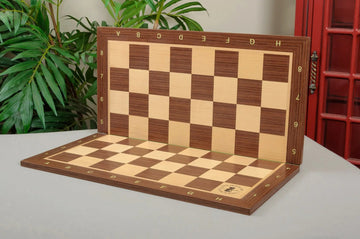 Folding Striped Ebony and Maple Wooden Tournament Chess Board