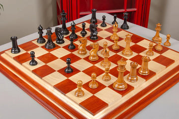 IMPERFECT - 4.4" Morphy AEB - Genuine Staunton(R) x Frank Camaratta Series Luxury Chess Pieces - GENUINE EBONY & ANTIQUED BOXWOOD