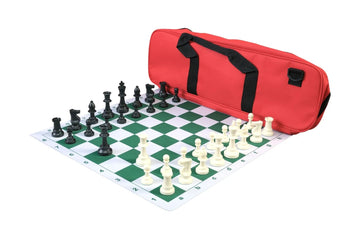 Deluxe Chess Set Combination and Single Weighted Regulation Pieces | Thin Mousepad Chess Board | Deluxe Bag
