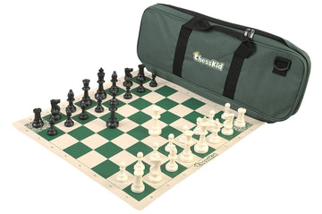 ChessKid Deluxe Chess Set Combination and Single Weighted Regulation Pieces | Vinyl Chess Board | Deluxe Bag