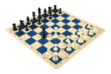 Regulation Tournament Chess Pieces and Silicone Chess Board Combo - Single Weighted