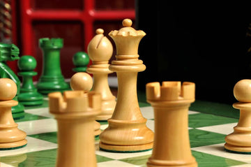 The Grandmaster Chess Set, Box, & Board Combination - Green Gilded