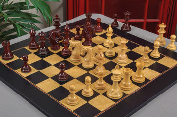 IMPERFECT - 4.4" Teramo - BLOOD ROSEWOOD / BOXWOOD - Wood Chess Pieces
