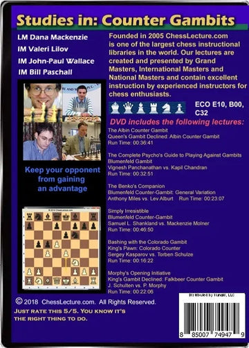 Studies in Counter Gambits - Chess Lecture - Volume 184