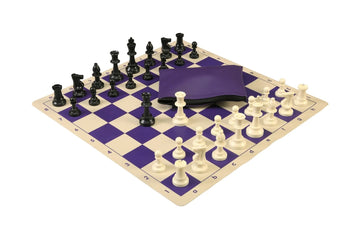 Basic Chess Set Combination with Silicone Chess Board and Single Weighted Regulation Plastic Chess Pieces
