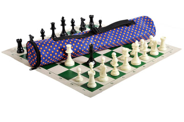 Quiver Chess Set Combination - Solid Plastic Regulation Pieces | Vinyl Chess Board | Quiver Bag