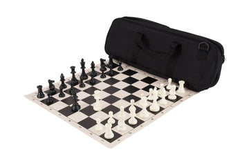 Deluxe Chess Set Combination and Single Weighted Regulation Pieces | Vinyl Chess Board | Deluxe Bag