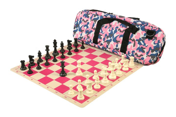 Deluxe Chess Set Combination and Triple Weighted Regulation Pieces | Silicone Chess Board | Deluxe Bag