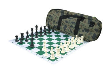 Deluxe Chess Set Combination and Triple Weighted Regulation Pieces | Thin Mousepad Chess Board | Deluxe Bag