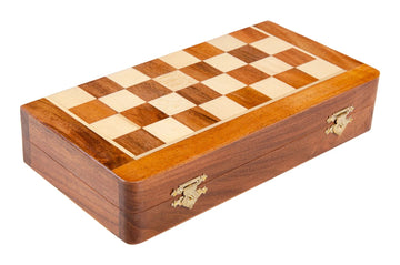 FOLDING WOODEN MAGNETIC Travel Chess Set - 10