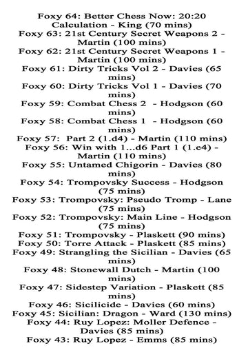 The Complete Foxy Openings on DVD - VOLUMES 1-187 PLUS KASPAROV AND KARPOV! - 9 DVDs