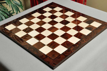 Walnut Burl & Maple Superior Traditional Chess Board - 2.5"