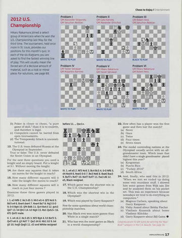 CLEARANCE - Chess Life Magazine - December 2012 Issue