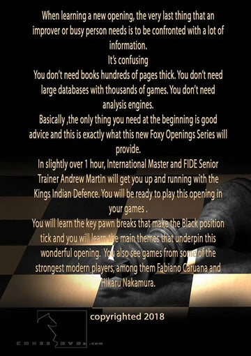 Foxy Openings - Volume 187 - Learn the King's Indian in an Hour for The Tournament Player