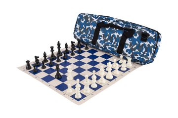 Deluxe Chess Set Combination and Triple Weighted Regulation Pieces | Vinyl Chess Board | Deluxe Bag