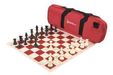 Chess.com Deluxe Chess Set Combination and Single Weighted Regulation Pieces | Vinyl Chess Board | Deluxe Bag