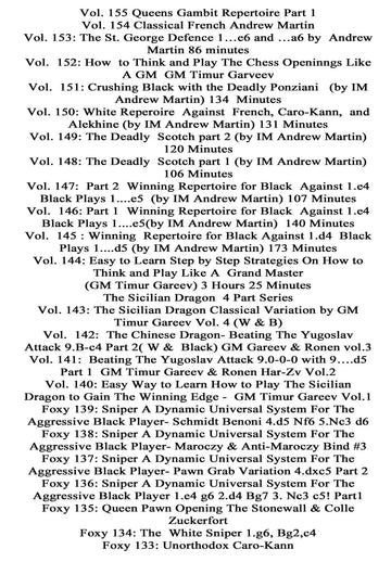 The Complete Foxy Openings on DVD - VOLUMES 1-187 PLUS KASPAROV AND KARPOV! - 9 DVDs