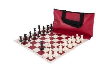 Superior Chess Set Combination - Single Weighted Regulation Pieces | Vinyl Chess Board | Superior Bag