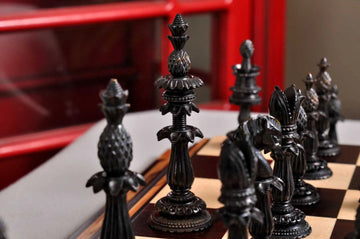 The Lund Anglo-Indian Reproduction Luxury Bone Chess Pieces - 4.75