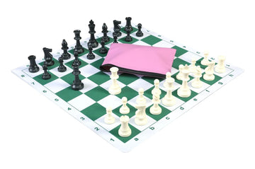 Basic Chess Set Combination with Mousepad Board and Triple Weighted Regulation Plastic Chess Pieces
