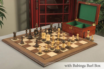 The Burnt Zagreb '59 Series Chess Set, Box, & Board Combination